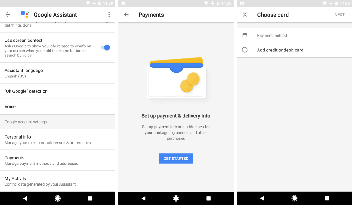 google assistant payments signup