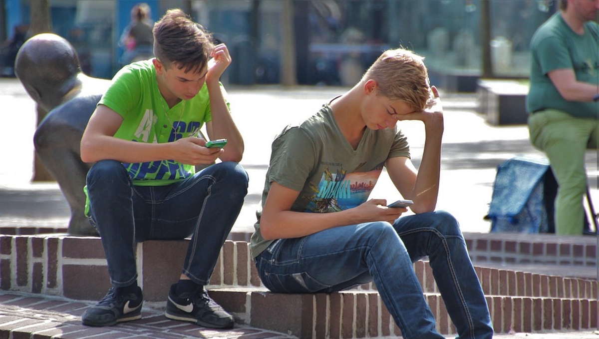 Boys on phones