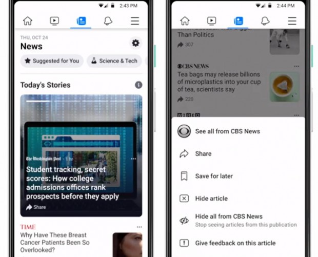 Facebook launches news hub test