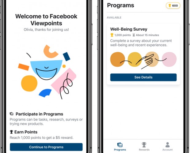 Facebook's latest app pays people to take part in surveys