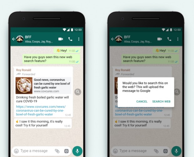 WhatsApp hands users the ability to easily check the validity of forwarded messages
